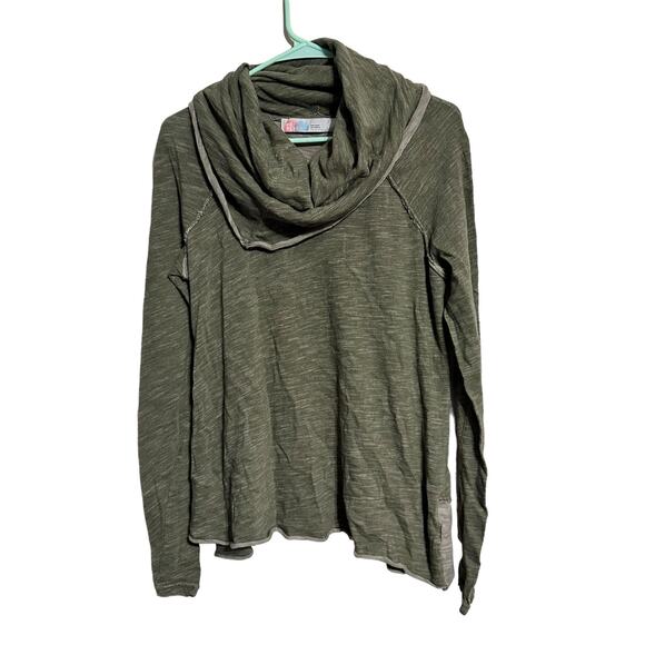 Free People Beach One Body Green Cowl Neck Cocoon Sweatshirt Size Small - Picture 2 of 7